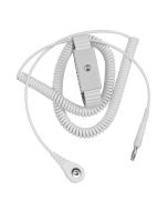 Desco 09222 Jewel&reg; Adjustable White Metal Wrist Strap with 4mm Snap & 10' Coil Cord