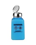 Menda 35735 HDPE One-Touch DurAstatic™ Dissipative "Isopropanol" HCS Printed Bottle, Blue, 6 oz.