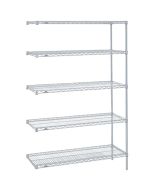 Metro 5AN367C Chrome Super Erecta® 5-Shelf Wire Shelving Add-On, 18" x 60" x 74"