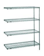 21" x 24" x 63" Metroseal&reg; Green Wire Shelving Add-On with 4 Super Erecta&reg; Wire Shelves