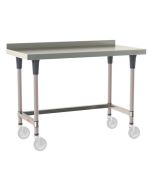 Metro TableWorx&trade; Mobile-Ready Stainless Steel Work Table with Type 304 Work Surface with Backsplash, Frame & Metroseal Gray Epoxy Coated Legs