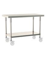 Metro TableWorx&trade; Mobile-Ready Stainless Steel Work Table with Type 304 Work Surface, Shelf Base & Legs