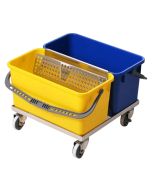 MicroNova C-7 SlimT&trade; Electropolished Stainless Steel Double Bucket Cart with 2 Buckets, 22" x 23" x 15"