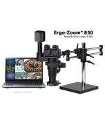 OC White TKDEZT-850 Ergo-Zoom&reg; 850 Stereo Zoom Trinocular Microscope with Dual Boom Stand, 6MP Hybrid HDMI/USB Camera & Ring Light