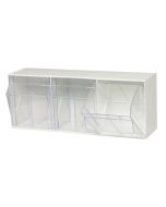 Quantum Tip Out Bins with (3) Clear Compartments, 23.63" x 7.75" x 9.5"