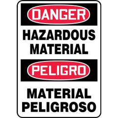 "HAZARDOUS MATERIAL" English/Spanish Sign, 10" x 14"