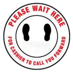 DuraStripe "PLEASE WAIT HERE" Social Distancing Floor Sign
