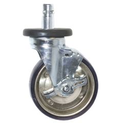 Eagle 5" Braking Swivel Stem Caster, Stainless Steel with Polyurethane Tread & Donut Bumper