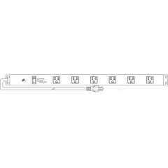 Gibo/Kodama P24 Back Mounted Power Strip with 6 Grounded Outlets & Surge Protector for Ergo Lift Workbenches, 24"