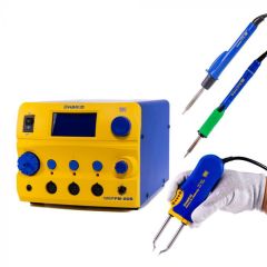 Hakko FM206-STA 3-Port Rework Station w/ (1) Solder, (1) Tweezer and (1) Hot Air Handpiece