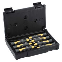 Lindstrom 801-7ESD 7-Piece ESD-Safe Precision Slotted & Phillips Screwdriver Set, includes Plastic Case