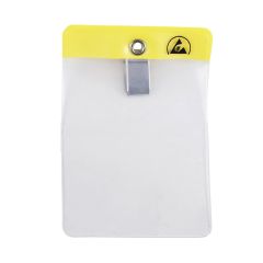 Menda 35009 ESD-Safe Vertical Badge Holder with Clip, Yellow, 2.125" x 3.375"