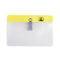 Menda 35011 ESD-Safe Horizontal Badge Holder with Clip, Yellow, 3.625" x 1.875"