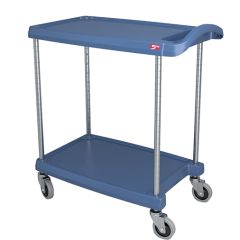 Metro myCart 2-Shelf Polymer Utility Cart w/ Chrome Posts, Antimicrobial Blue, 19"x31.5"x35.5"