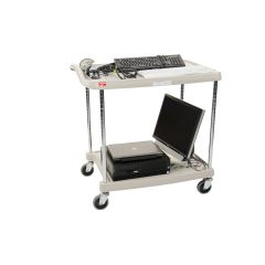 Metro myCart 2-Shelf Polymer Utility Cart w/ Chrome Posts, Gray, 19"x31.5"x35.5"