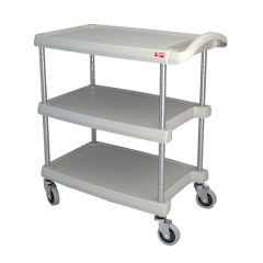 Metro myCart 3-Shelf Polymer Utility Cart w/ Chrome Posts, Gray, 19"x31.5"x35.5"