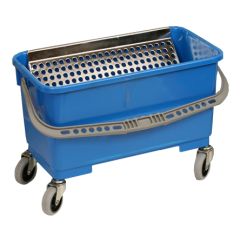 MicroNova B-7 SlimLine™ Plastic Buckets with Casters, 6 Gallon Capacity Dark Blue