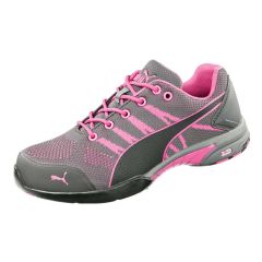 PUMA Safety Celebrity Static Dissipative Women's Low Knit Safety Shoe, Gray/Pink (Pair)