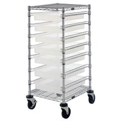 Bin Cart with 7 Rails, 24" x 21" x 45"