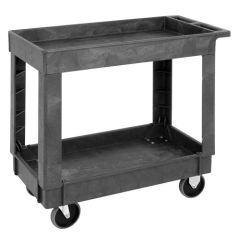 Quantum PC3518-33 Heavy-Duty Polypropylene Utility Cart with 2 Lipped Shelves, 34.25" x 17.5" x 32.5"