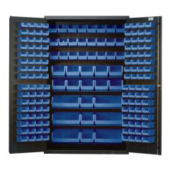 Quantum QSC-48BL All-Welded Gray Storage Cabinet with 171 Blue Bins, 24" x 48" x 78"