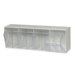 Quantum Tip Out Bins with (4) Clear Compartments, 23.63" x 6.63" x 8.13"