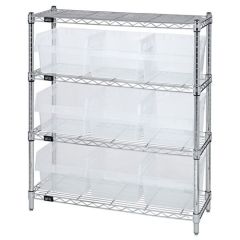 Wire Shelving System with 4 Shelves, 12" x 36" x 39"