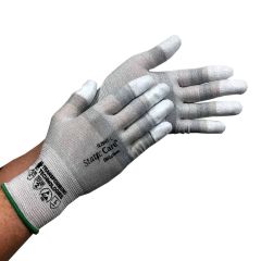 Transforming Technologies StaticCare™ 18-Gauge Level 3 Cut-Resistant ESD Gloves with Polyurethane Coated Fingertips, White/Gray (Pack of 12 Pair)