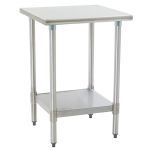 Eagle Worktable, 16 ga. 430 Stainless Steel, Flat Top, Galvanized Shelf Base 24"x24" 