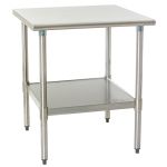 Eagle Worktable, 16 ga. 430 Stainless Steel, Flat Top, Galvanized Shelf Base 30"x30" 