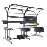 Production Basics Quad Workstation with Laminate Work Surface