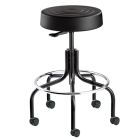 Bevco S3600 ErgoLux Bench Height Backless Stool with Black Tubular Steel Base, Polyurethane, Black