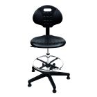 Industrial Seating PU100 Bench Height Cleanroom Chair with Black Nylon Base, Polyurethane