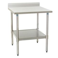 Eagle Worktable, 16 ga. 430 Stainless Steel, 4.5" Backsplash, Stainless Shelf Base 24"x24" 