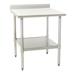 Eagle Worktable, 16 ga. 430 Stainless Steel, 4.5" Backsplash, Galvanized Shelf Base 24"x30" 