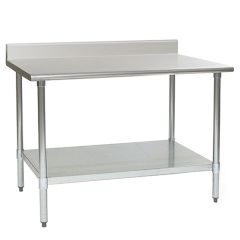 Eagle Worktable, 16 ga. 430 Stainless Steel, 4.5" Backsplash, Stainless Shelf Base 24"x48" 