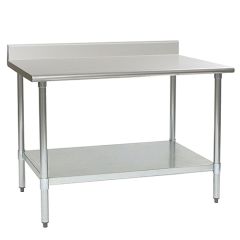 Eagle Worktable, 16 ga. 304 Stainless Steel, Backsplash, Stainless Shelf Base 24"x48"