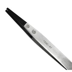 Excelta 159C-RT Three Star 5.00" Straight Medium Point Replaceable Tip Carbofib Tweezer