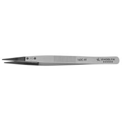 Excelta 162C-RT &#9733;&#9733;&#9733;&#9733;&#9733; Neverust&reg; Stainless Steel Tweezers with Finger Grips & Replaceable Peek, Straight, Pointed 0.040" Wide Tips