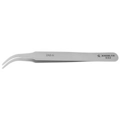 Excelta 2AB-N Three Star 4.50" Curved Tapered Duckbill Point Nickel Tweezer