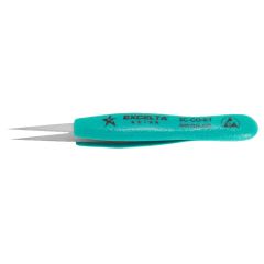 Excelta 3C-CO-ET Five Star 4.25" Straight Very Fine Point Cobalt Ergonomic Tweezer