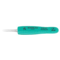 Excelta 5-SA-ET Three Star 4.25" Straight Tapered Ultra-Fine Point Anti-Magnetic Ergonomic Tweezer