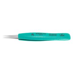 Excelta AA-SA-ET ★★★ ESD-Safe General Purpose Neverust® Stainless Steel Boley Tweezer with Ergo-Tweeze® Cushioned Grips & Straight, Strong Medium Pointed Tips