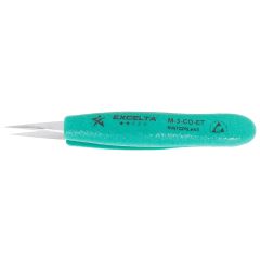 Excelta M-3-CO-ET &#9733;&#9733;&#9733;&#9733;&#9733; Miniature Cobaltima&reg; Tweezers with Ergo-Tweeze&reg; TealShield&trade; Grips & Tapered, Straight, Very Fine, Pointed Tips