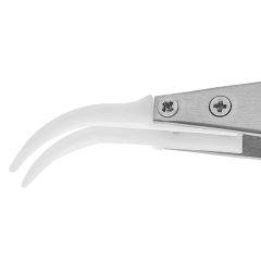 Excelta M-759-RTW &#9733;&#9733;&#9733; Neverust&reg; Stainless Steel Tweezers with Replaceable Acetal, Miniature, 40&deg; Curved Tips