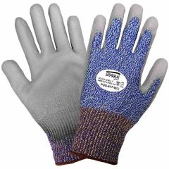 Global Glove PUG-617 Polyurethane Palm Coated 13-Gauge Tuffalene&reg; HDPE Cut-Resistant Gloves, Blue