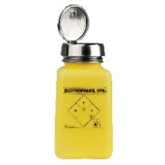 Menda 35278 Yellow HDPE One-Touch DurAstatic&trade; SQ "Isopropyl (IPA)" Printed Bottle, 6oz.