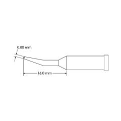 Metcal GT4-CN1608R Bent Access Conical Soldering Tip, 0.8 x 16mm