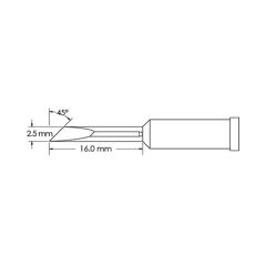 45&deg; Knife Solder Tip, 2.5 x 16mm