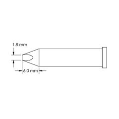 Power 60&deg; Chisel Solder Tip, 1.8 x 6.0mm